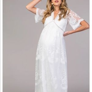 PinkBlush White Lace Maternity Maxi Maternity